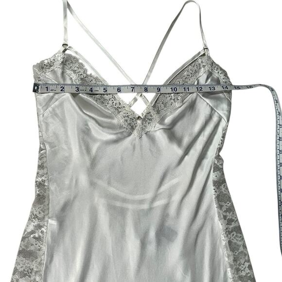 Victoria’s Secret White Lace Slip Dress Satin Bridal Lingerie Rhinestone Size M - Picture 7 of 12